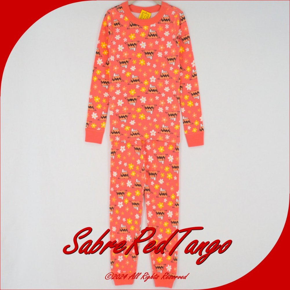 NWT Hanna Andersson Organic Long Johns Pajamas Peanuts Snoopy Camp 130 8